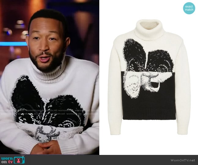 Alexander McQueen Orchid Wool-Cashmere Turtleneck Sweater worn by John Legend on The Voice