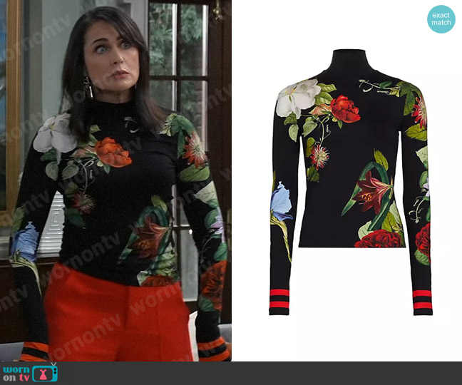 Alice + Olivia Delaina Mock Turtleneck Top worn by Lois Cerullo (Rena Sofer) on General Hospital