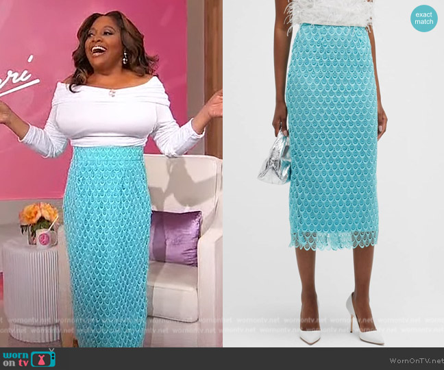 Aliette Scallop Cutout Lace Midi Skirt worn by Sherri Shepherd on Sherri