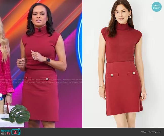 Ann Taylor Wide Shoulder Mock Neck Sweater Shell worn by Linsey Davis on Good Morning America