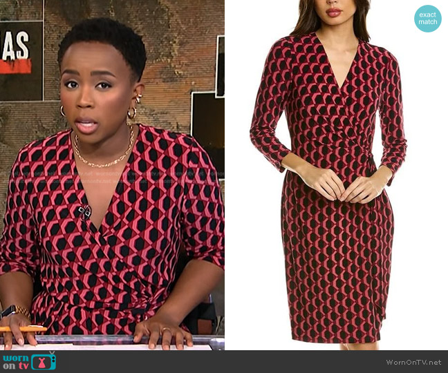 Anne Klein Ity Classic Wrap Dress in Chianti Combo worn by Zinhle Essamuah on NBC News Daily