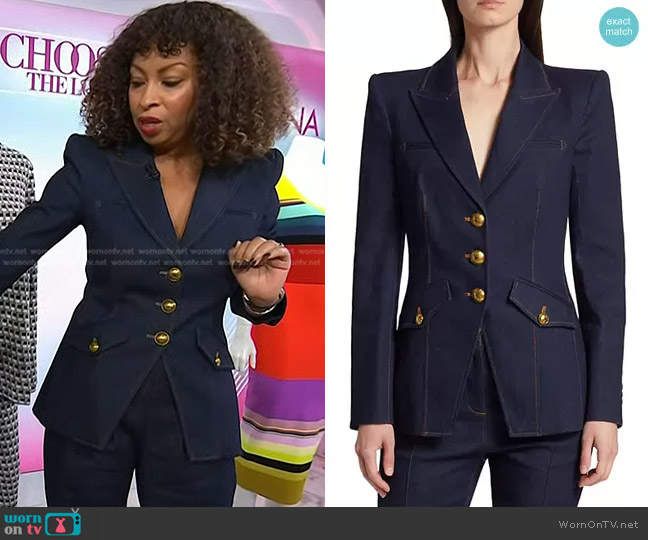 Veronica Beard Anoki Dickey Denim Jacket worn by Talia Parkinson on Today