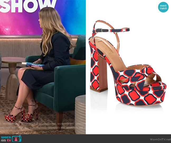 Aquazzurra Baba Printed Platform Sandals worn by Kelly Clarkson on The Kelly Clarkson Show