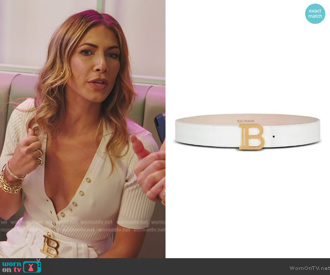 Balmain B-Belt crocodile-embossed leather belt worn by Erin Lichy on The Real Housewives of New York City