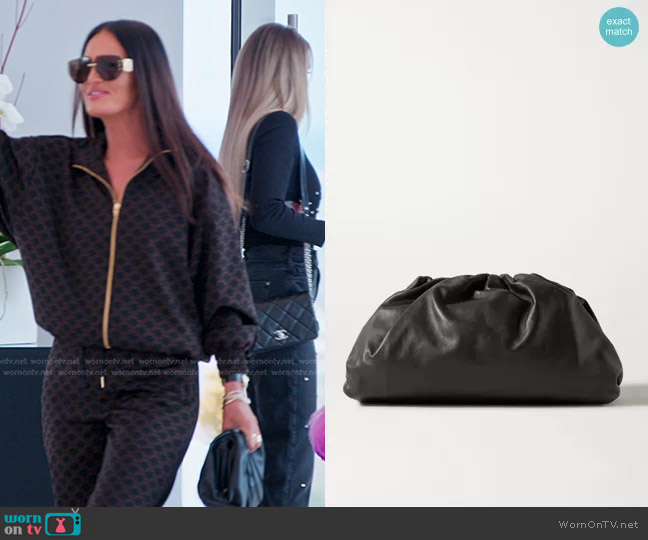 Bottega Veneta The Pouch Gathered Leather Clutch worn by Lisa Barlow on The Real Housewives of Salt Lake City