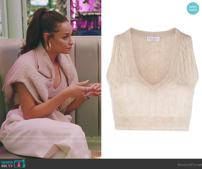 Brunello Cucinelli Cable-knit Crop Top worn by Sai De Silva on The Real Housewives of New York City