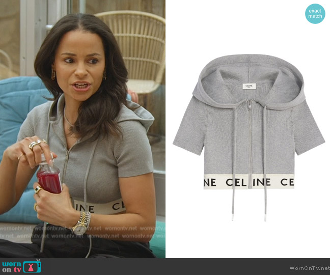 Celine Celine Zip-Up Crop Top In Athletic Knit worn by Sai De Silva on The Real Housewives of New York City