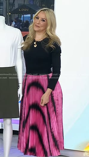 Chassie’s pink tie dye pleated skirt on Today