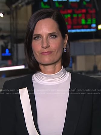 Contessa Brewer’s black and white colorblock jacket on NBC News Daily