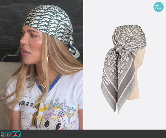Dior Oblique Diortwin 90 Square Scarf worn by Khloe Kardashian (Khloe Kardashian) on The Kardashians