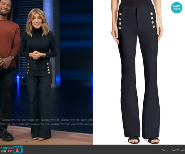 Derek Lam 10 Crosby Robertson Flare Pants worn by Kit Hoover on Access Hollywood