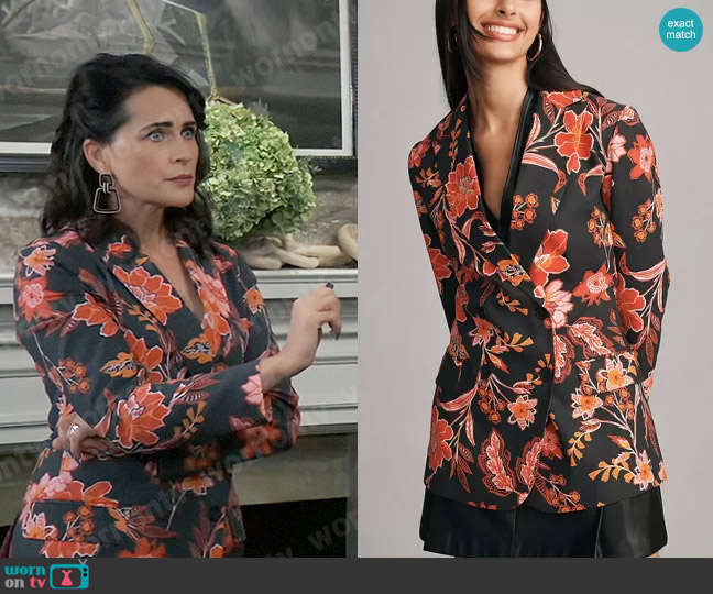 Dolan Left Coast Printed Linen Blazer worn by Lois Cerullo (Rena Sofer) on General Hospital
