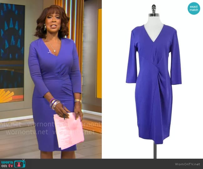Escada Gathered Long Sleeve Dress worn by Gayle King on CBS Mornings