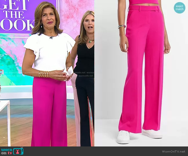 Express Editor Mid Rise Relaxed Trouser Pant in Neon Berry worn by Hoda Kotb on Today