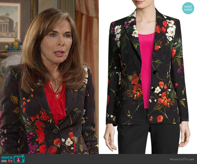 Escada Floral Matelasse Jacket worn by Kate Roberts (Lauren Koslow) on Days of our Lives