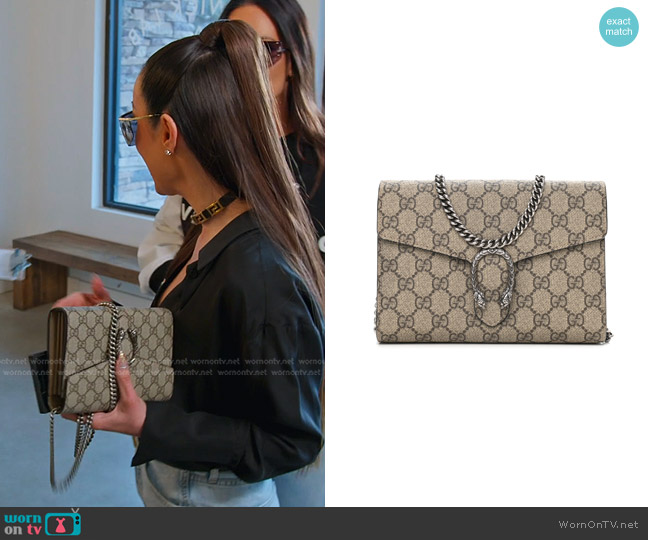 Gucci Supreme Monogram Mini Dionysus Chain Wallet worn by Angie Katsanevas on The Real Housewives of Salt Lake City