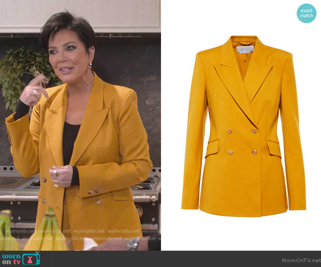 Gabriela Hearst Stephanie double-breasted blazer worn by Kris Jenner (Kris Jenner) on The Kardashians