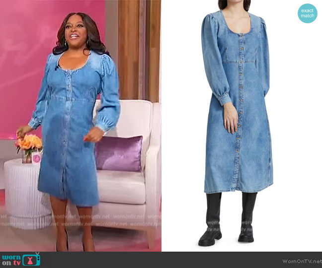 Ganni Denim Midi Dress worn by Sherri Shepherd on Sherri