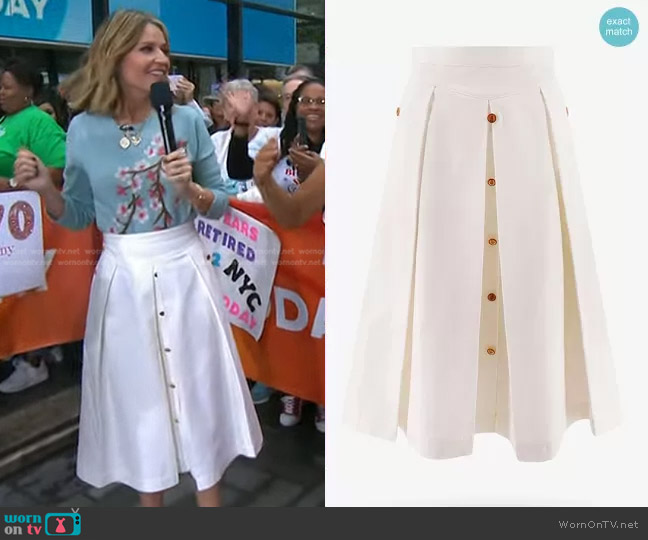 Gucci Pleated Flared Midi Skirt worn by Savannah Guthrie on Today