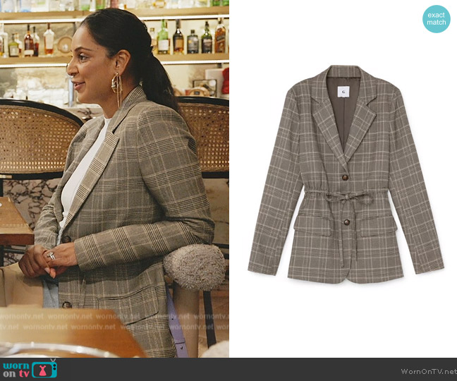 Goop G Label Plaid Print Blazer worn by Jessel Taank on The Real Housewives of New York City