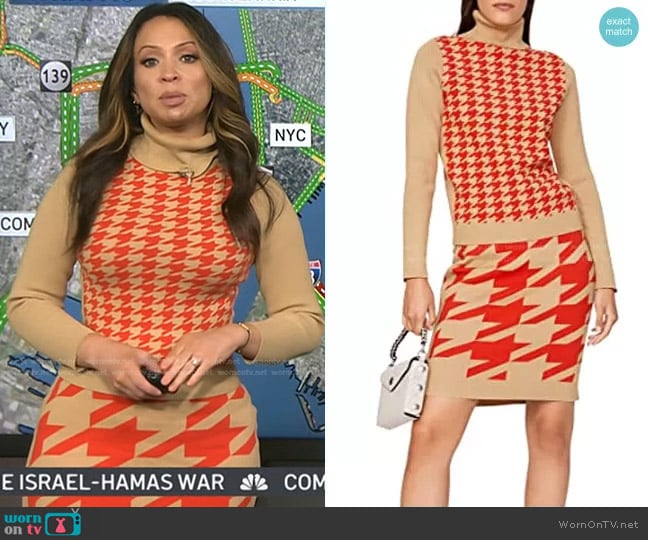 Toccin Houndstooth Morgan Turtleneck Sweater worn by Adelle Caballero on Today