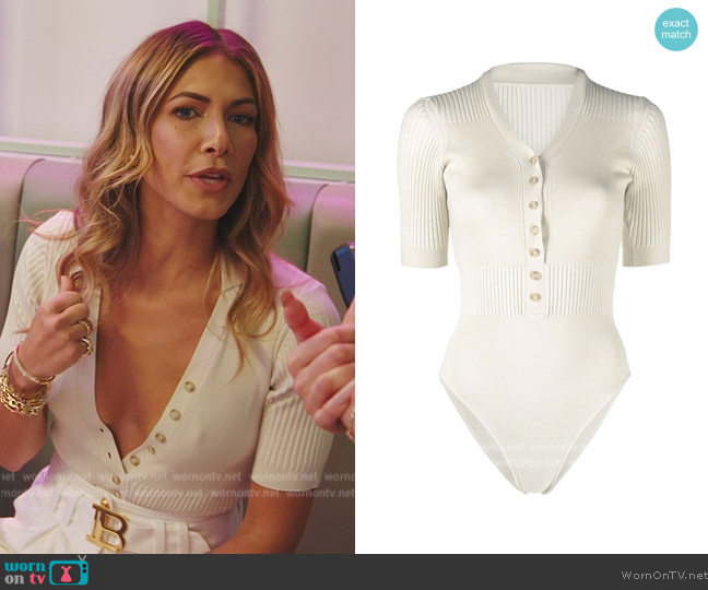Jacquemus Le body Yauco ribbed-knit bodysuit worn by Erin Lichy on The Real Housewives of New York City