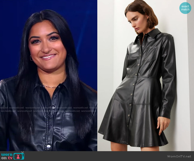 Jason Wu Collective Button Up Leather Dress worn by Reena Roy on Good Morning America