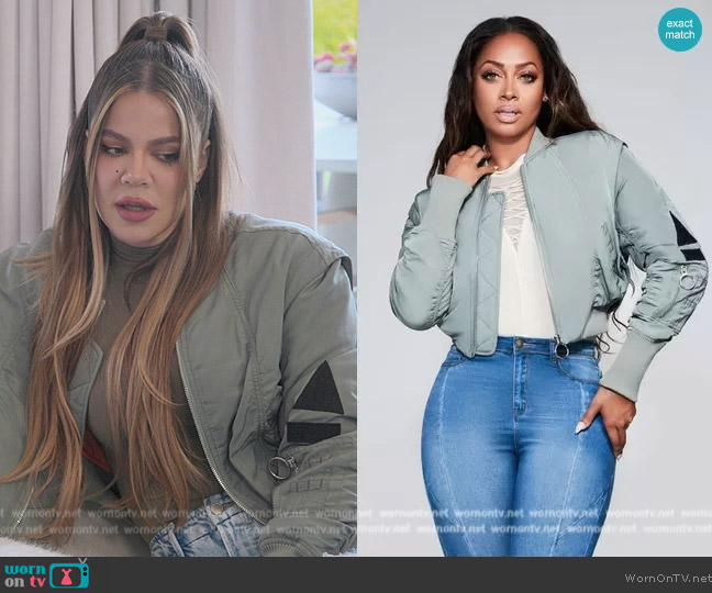 Lala Anthony Bomber Jacket worn by Khloe Kardashian (Khloe Kardashian) on The Kardashians