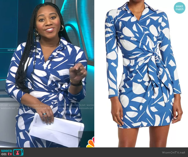 London Times Collared Faux Tie Wrap Dress worn by Kay Angrum on NBC News Daily