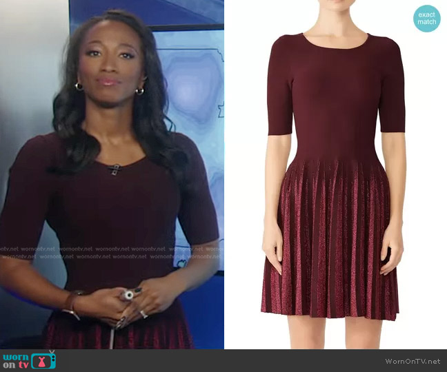 Milly Lurex Pleated Dress worn by Brittany Bell on Good Morning America