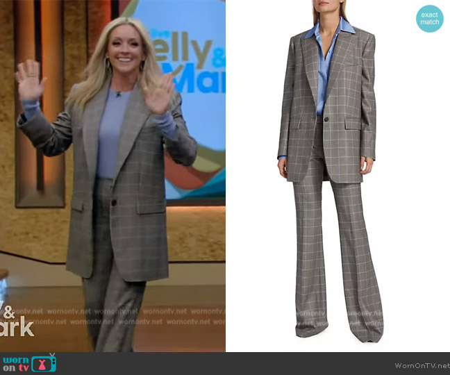 Michael Kors Darcy Glen Check Blazer worn by Jane Krakowski on Live with Kelly and Mark