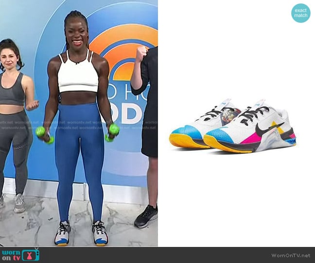 Nike Metcon 7 Crossfit Sneakers in White Pink Prime worn by Tunde Oyeneyin on Today