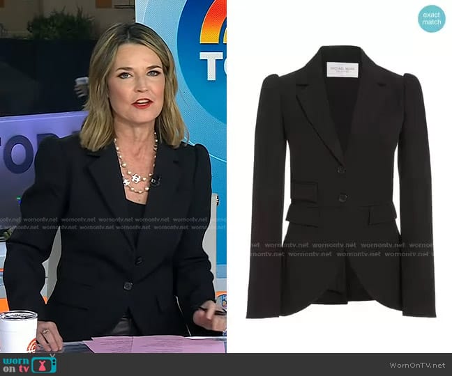 Michael Kors Puffed-Sleeve Gabardine Blazer worn by Savannah Guthrie on Today