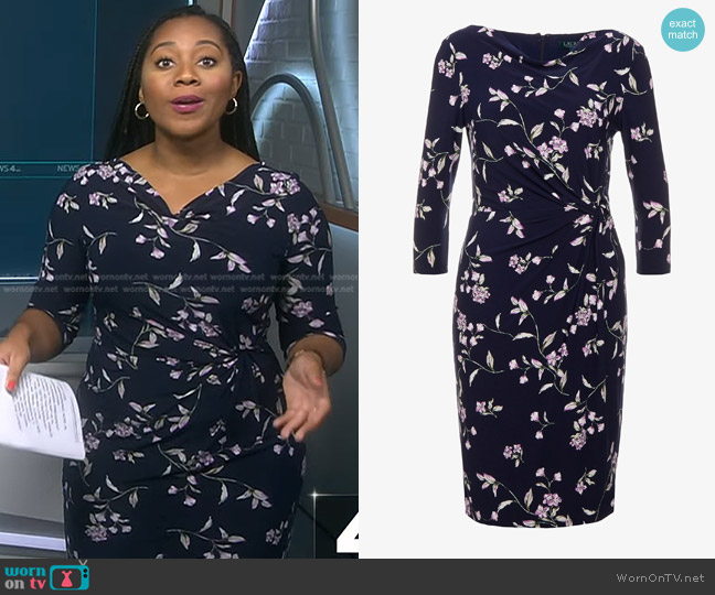 Lauren Ralph Lauren Floral Twist-Front Jersey Shift Dress worn by Kay Angrum on NBC News Daily