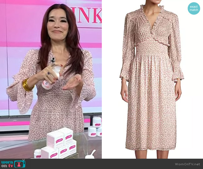 Rebecca Taylor Francesca V-Neck Midi Dress worn by Amy E. Goodman on Today