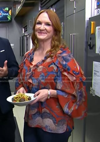 Ree Drummond’s orange floral ruffle blouse on Today
