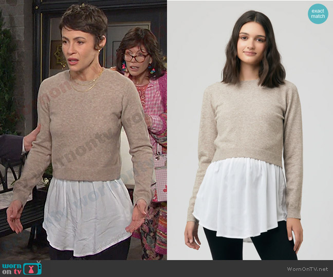 Ripe Maternity Sandy Detachable Nursing Knit in Latte worn by Sarah Horton (Linsey Godfrey) on Days of our Lives