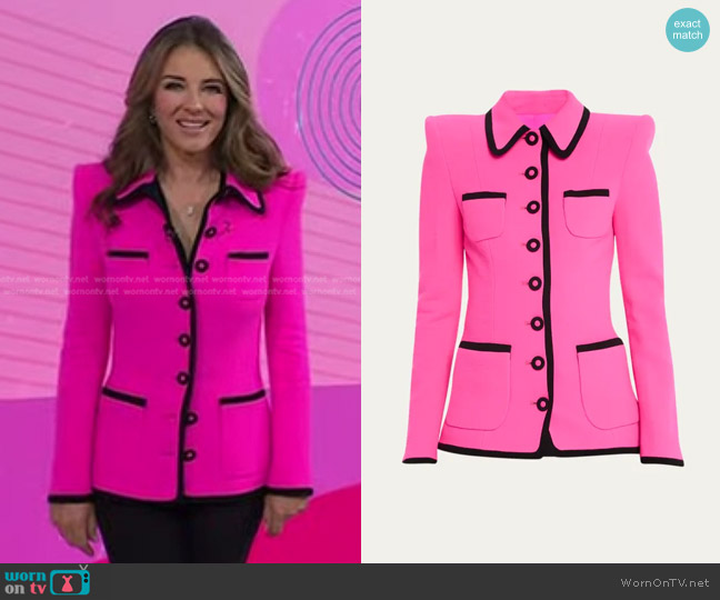 Sergio Hudson Fitted Frame Wool Jacket worn by Elizabeth Hurley on Today