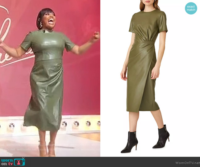 Shoshanna Rhea Vegan Leather Twist Midi-Dress worn by Sherri Shepherd on Sherri