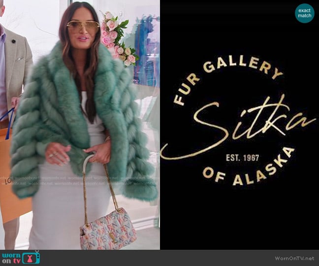 Sitka Fur Gallery Park City Fox Fur Coat in Green worn by Lisa Barlow on The Real Housewives of Salt Lake City