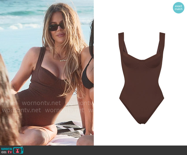 Skims Shaping Swim Underwire One Piece worn by Khloe Kardashian (Khloe Kardashian) on The Kardashians