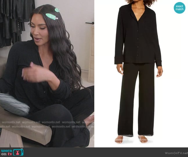 Skims Soft Lounge Rib Sleep Set worn by Kim Kardashian (Kim Kardashian) on The Kardashians