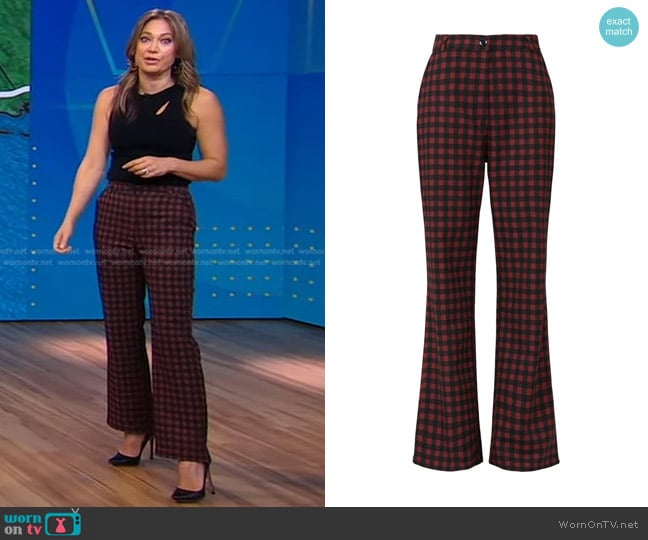 Sweet Baby Jamie Ruby Plaid Trousers worn by Ginger Zee on Good Morning America