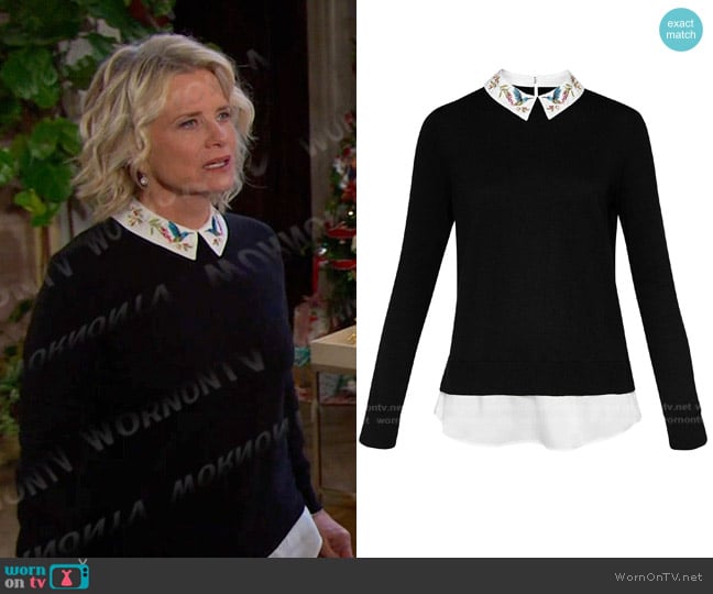 Ted Baker Embellished Collar Layered Sweater worn by Kayla Brady (Mary Beth Evans) on Days of our Lives