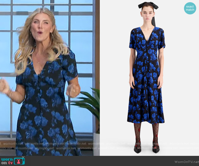 The Kooples Long Printed Silk Dress with Buttoning worn by Amanda Kloots on The Talk