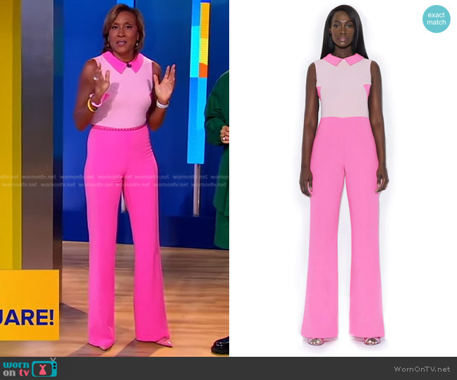 Tristan Arch Pink Collared Jumpsuit with Panels worn by Robin Roberts on Good Morning America