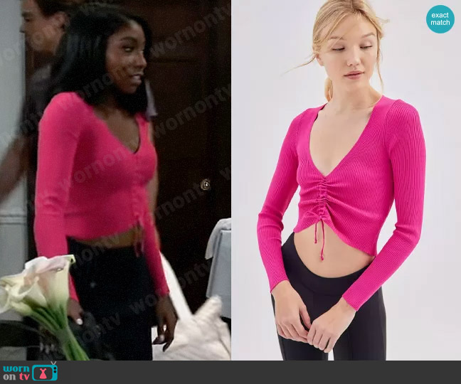 Urban Outfitters Mia Ribbed Cinched Sweater worn by Trina Robinson (Tabyana Ali) on General Hospital