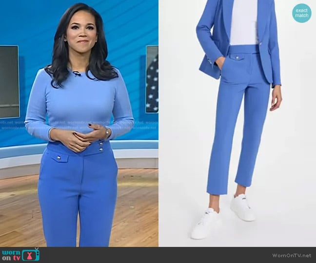 Veronica Beard Renzo Pants in Bluebell worn by Laura Jarrett on Today