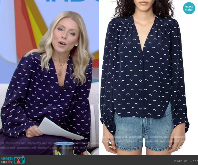 Zadig and Voltaire Turin Silk Blouse worn by Kelly Ripa on Live with Kelly and Mark