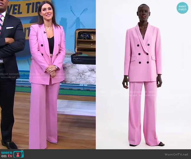Zara Double Breasted Blazer worn by Erielle Reshef on Good Morning America